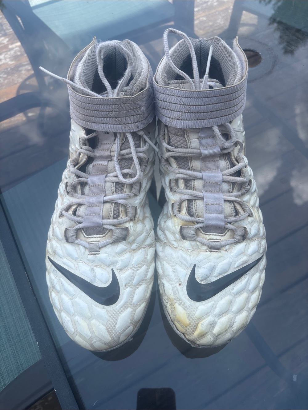 Nike White/Light Gray High-Top Athletic Cleats size 17 men’s